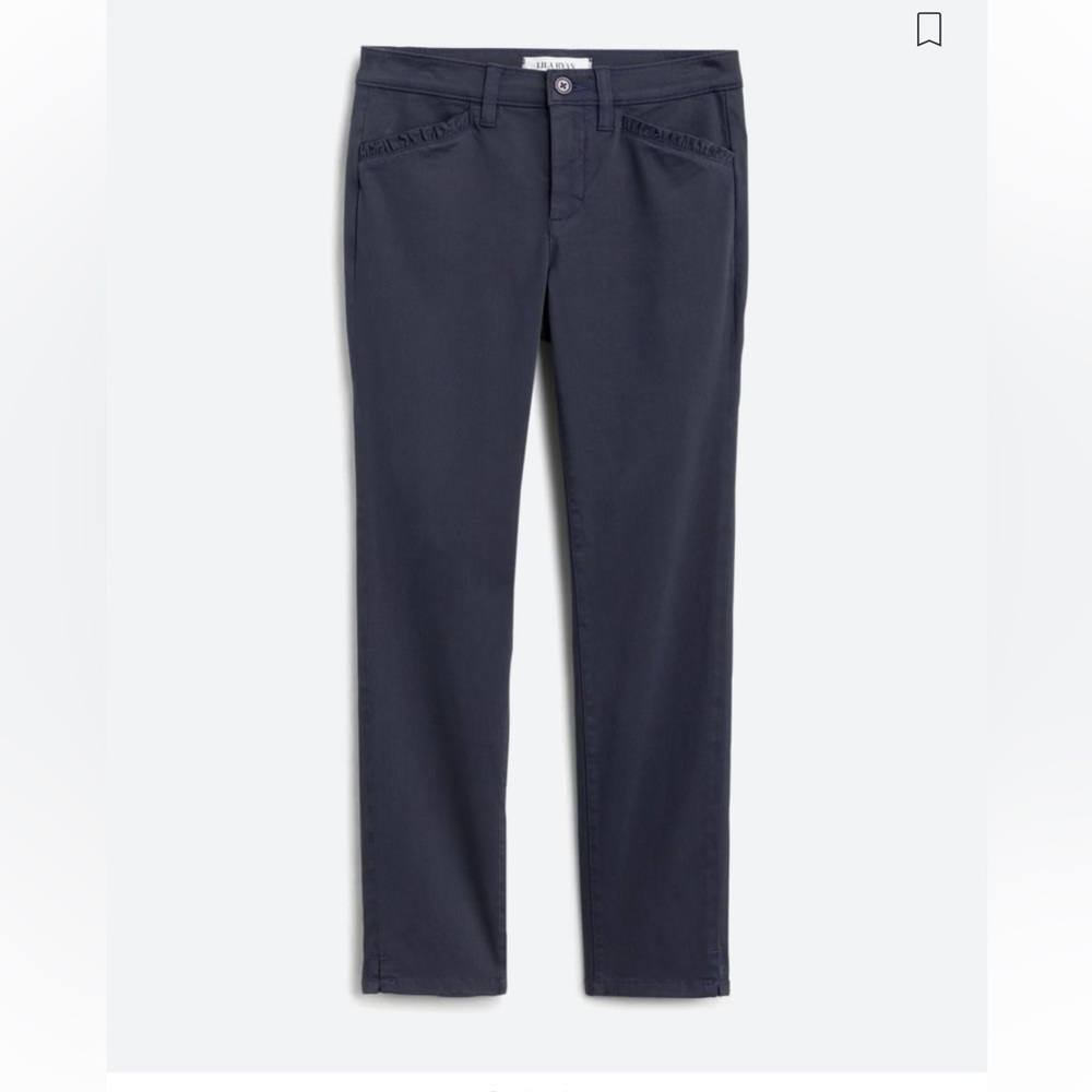 Lila Ryan - Size 12 - Ruffled Pocket Navy Trouser